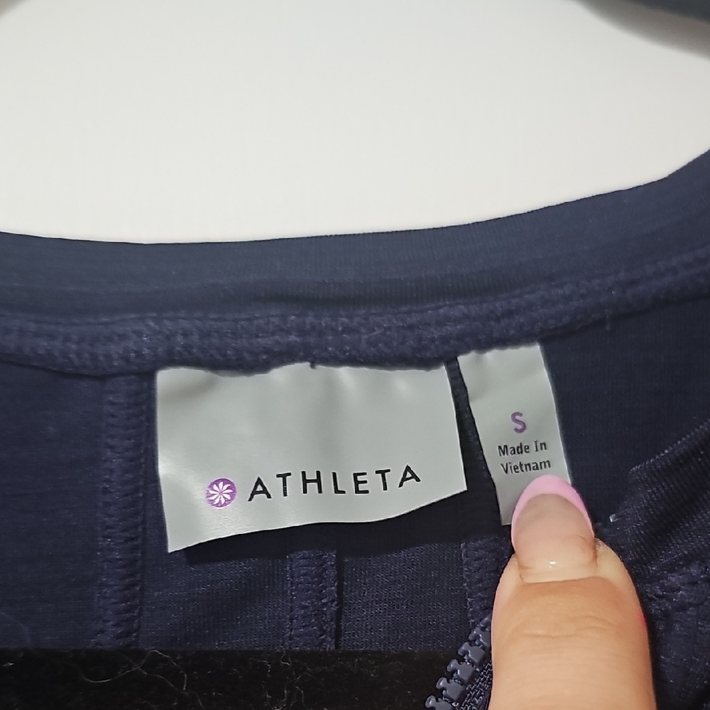 Athleta Dark Blue Zip-Front Blouse - Picture 2 of 3